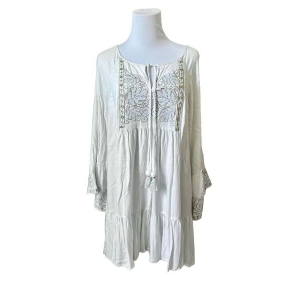 Lilly Pulitzer Amisa Tunic Dress Resort White Embroidered Coverup sz M‎ Bohemian - Picture 1 of 13